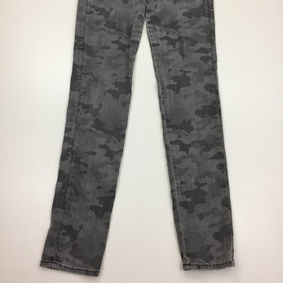 HUDSON Gray Mix Camo Print Collin Flap 5 Pocket Logo Hardware Skinny Jeans - Picture 7 of 12